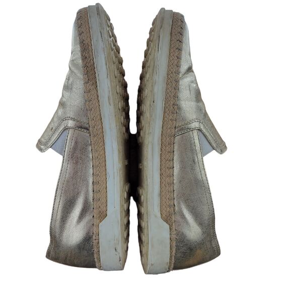 Tod's Metallic Gold Leather Slip On Loafers Rope Trim Womens Size 6 36 Comfort - Picture 7 of 11